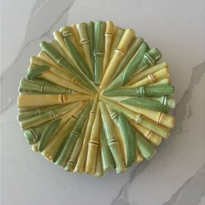 Green and Yellow Bamboo Design Plate Made in Italy